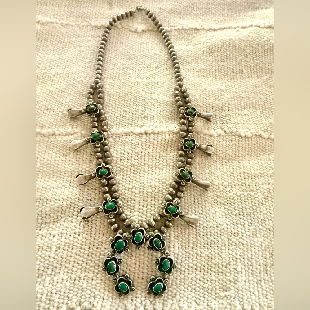 Vintage Sterling Silver Squash Blossom Necklace